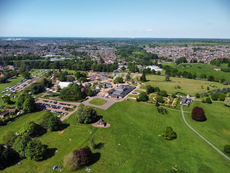 Kettering town skyline with local landmarks – motorhomes for sale in Kettering