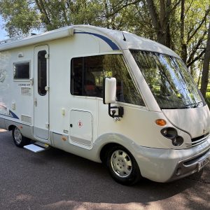 2006 Burstner Elegance 591 A-Class motorhome in white with Fiat Ducato chassis, over-cab double bed and premium touring specification.